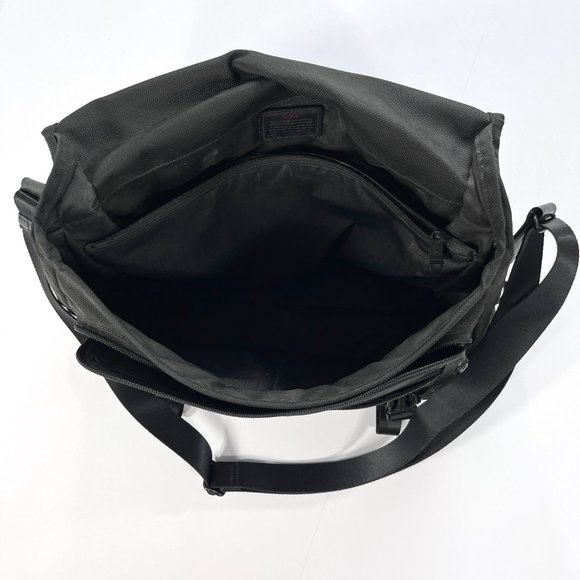 TUMI Alpha Expandable Travel Messenger Bag Black Crossbody Laptop Briefcase - Picture 10 of 16